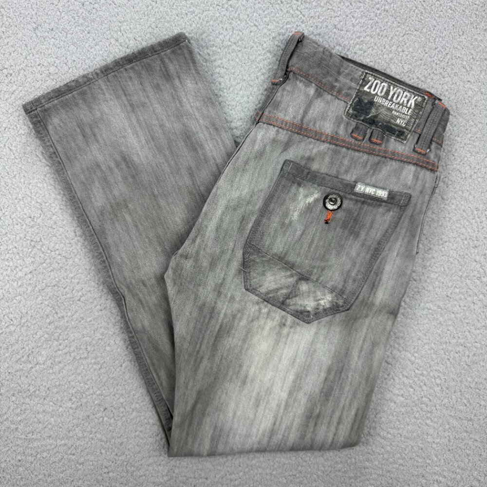 Zoo York Jeans Mens 32 Pants Grey Straight Fit Faded Denim NYC Vintage Y2K